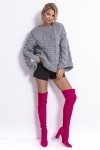 Ciepły sweter z wełny i alpaki szary F780-2
