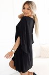 Numoco 597-1 LIVIA elegancka trapezowa sukienka z rękawami typu motyl tył