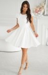 Bicotone rozkloszowana sukienka z falbankami 329-04 ecru-1