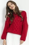 Czerwony oversizowy sweter Fobya F866