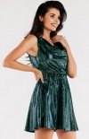 Rozkloszowana sukienka z gumką A562 zielona-1