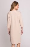 Stylove S394 sukienka z łezką w dekolcie beżowa tył