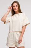Bewear B294 bluza oversize z krótkimi rękawami waniliowa 