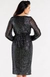 Awama A565 cekinowa sukienka midi grafitowa tył