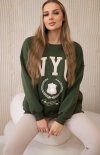 Komplet bawełniany bluza ocieplana i legginsy khaki-1