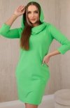 Sukienka z kapturem i kieszeniami jasno zielona