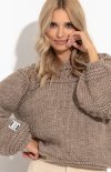 Fobya F1260 sweter chunky knit wełniany mocca