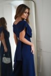 Bicotone elegancki kombinezon z zakrytymi ramionami granatowy tył