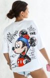 Oversizowy t-shirt damski Myszka Nothing biały