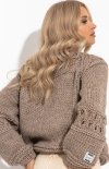 Fobya F1260 sweter chunky knit wełniany mocca tył