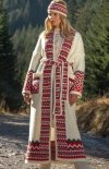 Długi żakardowy sweter z paskiem i opaska F1380-4