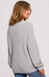 Oversizowy sweter z półgolfem szary BK078 tył