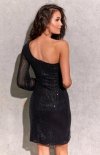 Czarna cekinowa sukienka asymetryczna Katy tył