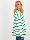 Oversizowy sweter w paski ciemny zielony-2