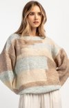 Casualowy sweter z wełny F1895 beżowy-1