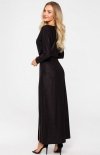 Długa brokatowa sukienka M719 czarna tył