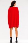 Awama A618 oversizowa sukienka sweterkowa czerwona-2