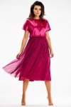 Awama A627 rozkloszowana sukienka midi fuksja-1