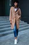 Elegancki płaszcz z alpaki camel P011-2