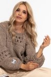 Fobya F1260 sweter chunky knit wełniany mocca