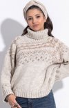 Oversizowy sweter z golfem beż F1354