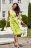 Szyfonowa sukienka midi limonkowa 399-1