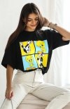 T-shirt damski Tweety kwadraty czarny-1