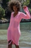 Fobya F1458 candy pink ażurowa sukienka