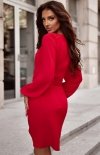 Duet Mira mini sukienka z paskiem czerwona tył