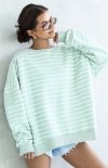 Oversizowa bluza damska w paski pistacja Flowy