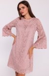Stylove S380 koronkowa sukienka trapez pudrowa 