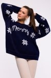 Świąteczny sweter oversize granatowy MXS10 