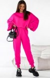 Dres Heart – oversizowa bluza i spodnie z szeroką gumą w pasie fuksja
