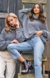 Wełniany sweter oversize szary Fobya F1128