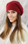 Cleo modny beret z angory bordowy
