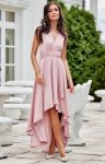 Asymetryczna satynowa sukienka maxi różowa
