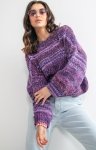 Oversizowy sweter multikolor fiolet F1163