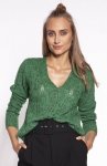 MKM SWE267 ażurowy, rozpinany sweterek damski zielony 