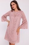 Stylove S380 koronkowa sukienka trapez pudrowa 