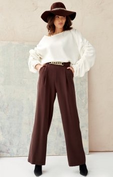 Szerokie spodnie plazzo brązowe 0011