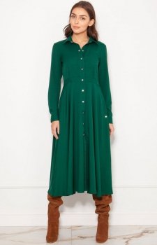 Koszulowa sukienka maxi zielona SUK190