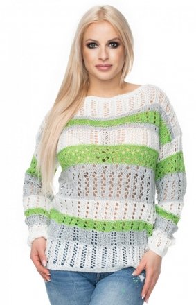 Kolorowy ażurowy sweter damski 30060