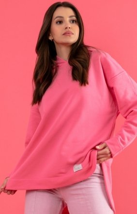 Oversizowa bluza z kapturem pink F1416