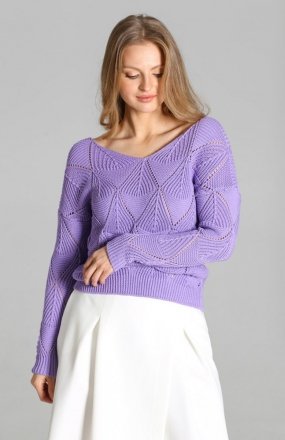MKM SWE231 ażurowy sweter lawendowy 