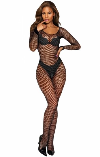 Bodystocking czarny z dużej siateczki