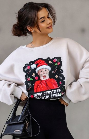 Beżowa bluza z nadrukiem Kevin sam w domu