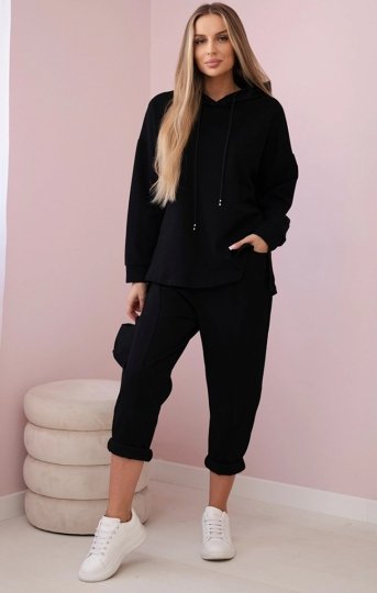 Komplet Punto Milano Winter bluza z kapturem i spodnie czarny