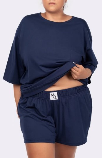 Mona Joy bawełniana piżama plus size navy