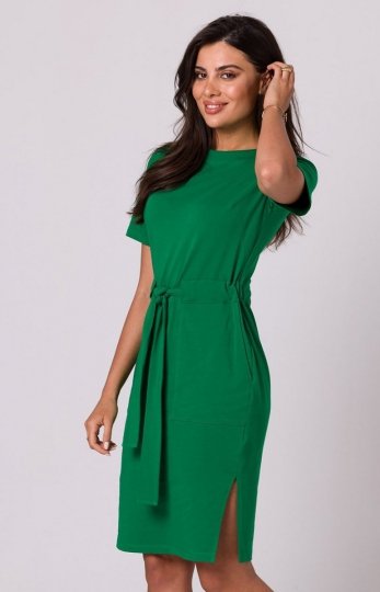 Bewear B263 dzienna bawełniana sukienka zielona