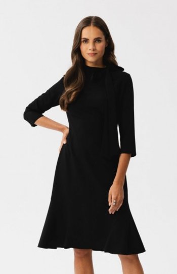 Stylove S346 sukienka z wiązaniem przy szyi czarna 
